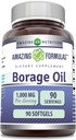 Amazing Formulas Borage Oil Supplement | 2000 Mg Per 서빙 | Softgel | Non-GMO | 글루텐 프리 | 미국 (1 팩, 90 개)