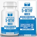 L-Methylfolate 7.5 MG, 낙관된 & 높게 생물성 메틸 Folate, Mood와 Immune 지원을 위한 5-MTHF 보충교재, 에너지, 비 GMO & 글루텐 자유로운, 90의 캡슐을 위한 자연적인 규정식 보충교재