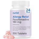 Curist Fexofenadine 염산염 180mg (200의 정제) 비 Drowsy 알레르기 약물 - 24 시간 Runny Nose, Itchy Eyes, & Throat를 위한 모든 일 알레르기 기복 - 알레르기 기복 정제 (200 조사)