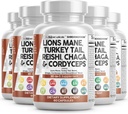 깨끗한 Nutraceuticals 사자 Mane 20in1 버섯 보충 터키 꼬리 Reishi Cordyceps Chaga Maitake Meshima Poria Cocos Shiitake Oyster Porcini Enoki (5)