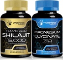 마그네슘 글리세린 캡슐 - 750mg - 마그네슘 보충 높은 흡수 보충교재 │Shilajit 자연적인 Occuring Fulvic 산을 가진 순수한 Himalayan 유기 캡슐