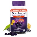 Sambucol Elderberry Gummies for Adults with Vitamin C; 아연; Sambucus Elderberry Gummies for Immune Support with High Antioxidants; Gluten Free; Vegan; 1 Gummy Per 서빙; 90 카운트 (90 일 공급)