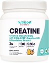 여성용 Nutricost Creatine Monohydrate 분말, Micronized, Peach Mango, 100 서빙 - 채식, Non-GMO, 글루텐 무료