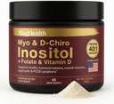 Inositol 분말 - Myo & D-Chiro Inositol + Folate 및 비타민 D - 40 : 1 비율 - 45 일 공급 - 일반 생리 및 불임 지원 | 캡슐에 큰 대안