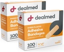 Dealmed Sheer Plastic Flexible Adhesive Bandages - 100 Count (2 Pack) Bandages with Non-Stick Pad, Latex Free, Wound Care for First Aid Kit, 3" x 3/4"