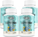 Liposomal Lactoferrin 1000 mg 다이어트 - 극화된 Lactoferrin - Colostrum에 있는 성분 - 성인을 위한 철 흡수 & 면역 기능 Lactoferrin 보충교재, 60 Softgels (4 병)