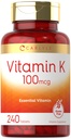 Carlyle Vitamin K 100 mcg | 240 정제 | 채식, 비 GMO, 글루텐 무료 | 비타민 K 보충