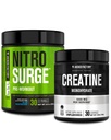 Jacked 공장 NITROSURGE 전 운동 보충교재 (파란 나무 딸기) 근육 성장을 위한 크레아틴 Monohydrate 분말 150g, 증가된 힘, 강화된 에너지