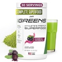 JYM Greens Super Food Powder for Performance, Blueberry Acai, Spirulina, 버섯, 비타민, BroccoPhane & Broccoli, 남성 및 여성, 30 인분