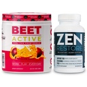 Nutrology Beet Active, Natural Pre-Workout Powder, 열정 과일 맛 (30 인분) Zen Natural Magnesium Supplement (30 인분)