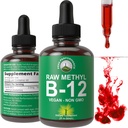 익지않는 메틸 B12 액체 하락. 이하 언어 빠른 행동 진보된 Vegan B 12 액체 비타민 보충교재. 에너지, 초점 및 기복을 위한 높은 생물 가용성 Methylcobalamin B-12 비타민. 남자 + 여자를 위해