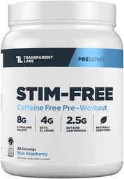 투명 랩 Stim-Free 사전 운동 - Caffeine & Stim Free Pre Workout Powder for Men and Women with Beta Alanine Powder, Citrulline Malate, & elevATP - 30 서빙, 블루 라즈베리