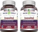 Amazing Formulas Inositol 1000mg 보충교재 | 정제 | Non-GMO | 글루텐 프리 | 미국제 (2 팩, 120 개)