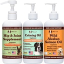 Natural Dog Company Wellness Bundle Food Oil Toppers 포함 (1) 야생 알래스카 연어 오일, (1) 액체 글루코사민, (1) 칼로리