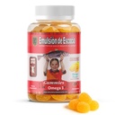 Emulsión de Escocia Omega 3 Gummies for Kids – 비타민 A, D3, Folic Acid + 아연, 철 및 칼슘 - 생선 애프터 맛이없는 망고 맛 - 면역 및 간 지원 - 30 구미 | 1-Pack