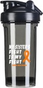 Leukemia 암 Awarenes 18 Ounce 셰이커 병 음료 믹서 누출 방지 전 운동 단백질 쉐이크 식사 보충 쉐이크 병 500ML/18 Oz 검정