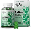 야생 & 유기 요오드 Gummies 250mcg - 면역 지원 Complex w/Potassium Iodide - Immunity & 전반적인 지원을 위한 Selenium 아연 요오드 보충교재 - 60 Vegan, Pectin 근거한 Gummies