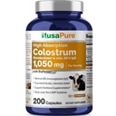 NusaPure Colostrum 1050mg 30% IgG 200 캡슐 (비 GMO, Soyfree) Bioperine