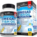 세 배 힘 Omega 3 물고기 기름 보충교재 - 신선한 야생 잡초 물고기, Burpless 레몬 풍미 공식 지원 눈 건강 및 더 많은 것에서 2250mg EPA DHA Omega 3 지방산, 글루텐 자유로운, 180 Softgels