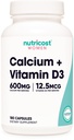 여성을 위한 Nutricost 칼슘 (600mg) + 비타민 D3 (12.5mcg), 180 캡슐 - 채식주의자, 비 GMO, 글루텐 - 60의 서빙