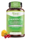 Cranberry & Dandelion 추출물, Urinary Tract 건강 지원, 넘치는 불순, Detox 몸, 240 조사를 가진 성격 600mg D-Mannose Vegan 캡슐에 의하여 순수한