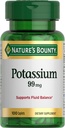 Nature's Bounty Potassium 99mg, 유체 균형 및 근육 활동 지원, 정상 심장 기능, 칼륨 Gluconate 규정식 보충교재, 글루텐 무료, 일 당 1, 100 채식 모자