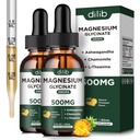 (2 팩) 마그네슘 글리세린 보충교재, 마그네슘 글리세린 500mg Ashwagandha, L - Theanine, Chamomile를 가진 마그네슘 액체 하락 - 최선 Calm Sleep Vegan 지원
