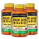 MASON NATURAL 심장 공식 B6/B12/Folic 산 정제, 규정식 보충교재 지원 심장 혈관 건강, 빨간 혈액 세포 형성, 신진 대사 기능, 90의 조사 (포장 3)