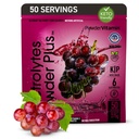 PowderVitamin Electrolytes 분말 플러스 (50 서빙) 포도 전해질 분말 Zero Calorie Keto, 0 설탕, No Maltodextrin, 1000mg 칼륨, 120mg 칼슘, 120mg 마그네슘, 수화 분말