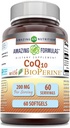 Amazing Formulas CoQ10 with Bioperine Supplement | 서빙 당 200 Mg | 60 Softgels | Non-GMO | 글루텐 프리 | 미국