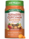 Nature's Truth Turmeric and Ginger Gummies | 70 개 | 복숭아 맛 | Vegan, Non-GMO, & 글루텐 무료 보충