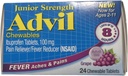 Advil Junior Chewable Ibuprofen 정제, 포도 100mg의 24의 정제 각 (4의 포장)