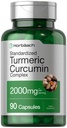 Horbäach Turmeric Curcumin Supplement 2000mg | 90 캡슐 | 검은 후추가있는 복합 재료 | Non-GMO, 글루텐 프리