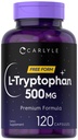 Carlyle L-Tryptophan 500mg | 120 캡슐 | 아미노산 보충 | 무료 양식 | 프리미엄 공식 | 비 GMO & 글루텐 무료