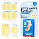 Frederick의 Original Better Blister Bandages 박사 - 12ct - 방수 - 40 % 더 쿠션 - 발, 발가락, & Heel을위한 Hydrocolloid Bandages - Blister Pads for Prevention & Recovery - 다양성 팩
