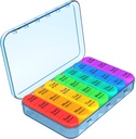 Daviky Pill 주최자, Daily Pill Box 7 Day, Weekly Pill 주최자 4 Times Day, 28 Compartment가있는 대형 여행 알약 케이스 의학, 비타민 및 보충 (블루)