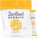 Zen Basil Hydrate - 생강 레몬 심황 | 전해질 하이드로션 파우더 패킷 | 빠른 지원 | 슈가프리, 케토, 팔라디오 | 16개 스틱 | 셀룰러 하이드로션