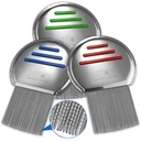 Lice Comb - (Pack of 3) 개인적으로 포장 된 전문 스테인레스 스틸 Louse 및 Nit Combs는 편안함을위한 둥근 팁이있는 달걀을 제거합니다.