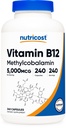Nutricost 비타민 B12 (Methylcobalamin) 5000mcg, 240 캡슐 - 채식 모자, 비 GMO, 글루텐 무료 B12 보충