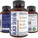 Premium Black Cumin Seed Oil Capsules - Virgin Cold Pressed Nigella Sativa Black Seed Oil Pills - Immune Support Supplement - 오메가 3 6 9 비타민 E Blackseed for Nails Hair Skin 1000 mg p/Serving