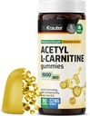 BIO KRAUTER Acetyl L Carnitine Gummies - 1500 mg 힘 - 90 Vegan Chews - 아미노산 Acetyl L Carnitine 보충교재 - Pectin 기초, 비 GMO