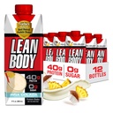 Lean Body Ready-to-Drink Pina Colada Protein Shake, 40g Protein, Whey Blend, 0 Sugar, 글루텐 무료, 22 비타민 & 미네랄, 17 Fl Oz (12 팩)