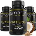 (3 팩) 더 똑똑한 에너지 약, 200mg 카페인 & 코코넛 MCT Maca 뿌리, 150 액체 Softgels를 가진 기름