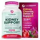 PurePremium Kidney Support Supplement - Kidney Cleanse Detox & Cranberry Extract & Astragalus - 21-in-1 Complex 지원 일반 Bladder, Urinary Tract & Kidneys Health - 120 일 공급