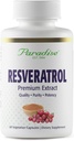 파라다이스 허브 Resveratrol, 산화 방지제, 슈퍼 포터, 울트라 순수, 비건, 비 GMO, 글루텐 무료, 60 채식 캡슐