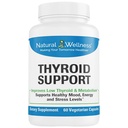 Natural Wellness Thyroid Support – Iodine, Selenium & L-Tyrosine Supplement for Healthy Thyroid Function, Energy 및 Metabolism – 여성 및 남성용 Thyroid Support – 60 채식 캡슐