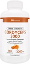 ML Naturals Triple Strength Cordyceps 3000 유기 Cordyceps, 240 식물성 캡슐로 제작되었습니다. 건강한 면역 지원, 비 GMO, NSF 인증 및 cGMP 준수 제 3 부 실험실 테스트.