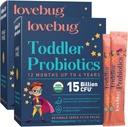 Prebiotic Fiber로 LOVEBUG Kids Probiotic Powder - 유아 면역 지원 및 변비 완화 - 어린이 Gut & Digestive Health (Ages 1-4)에 대한 USDA 유기 프로바이오틱스 - 60 Pack (불꽃)