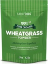 Sari Foods Organic Wheatgrass Powder - Chlorophyll, 산화 방지제 및 비타민 (15 Ounce)와 Wheat Grass Juice Powder