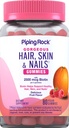 Piping Rock Hair Skin and Nails Vitamin | 80 Gummies | 바이오틴 2500 mcg | 비타민 C와 E | 과일 맛 | 비 GMO, 글루텐 무료 보충